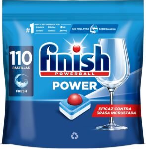 -45% 13,39€/14,88€ AMAZON Finish Powerball Power All in 1 Pastillas para el lavavajillas todo en 1 – Pack ahorro 110 pastillas. Hasta el 1dic.