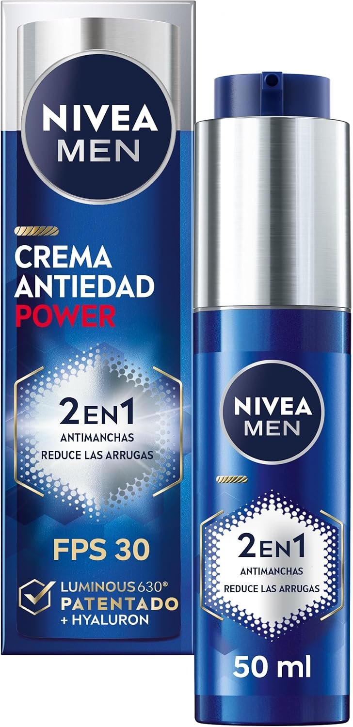 -56% 9,89€/10,99€ y cupón en la primera compra suscripcion. AMAZON NIVEA MEN POWER Crema Hidratante 2 en 1 Antimanchas y Antiarrugas (1 x 50 ml), crema facial antiedad con protector FP30, proteccción solar con Luminous 630 y ácido hialurónico. Hasta el 1dic.