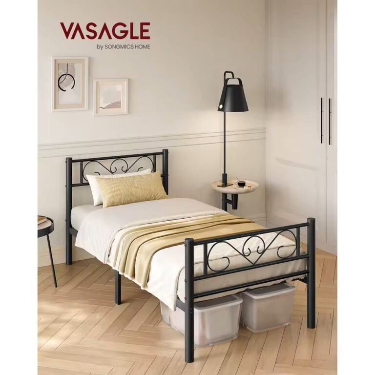 49,18€ Mejor precio. ALIEXPRESS  Estructura de cama individual metálica VASAGLE para colchón de 90×190 cm, fácil montaje, ideal para espacios pequeños, habitación de invitados, etc. Hasta el 19nov. Envío gratis desde España.