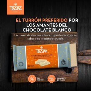 -72 % 2,14€ [ AMAZON ] TRAPA | Turrón de Chocolate Blanco Crujiente | 140 g | Sin Gluten y Sin Aceite de Palma. Añadir un -5%, comprando 4 unidades.