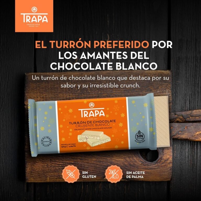 -72 % 2,14€ [ AMAZON ] TRAPA | Turrón de Chocolate Blanco Crujiente | 140 g | Sin Gluten y Sin Aceite de Palma. Añadir un -5%, comprando 4 unidades.