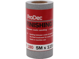 2,78€ Ahorras 61% – AMAZON -ProDec Rollo de 5m de papel de lija de grano medio 180 para lijar entre capas de pintura o barniz – Rollo de papel de lija de 115mm de ancho compatible con lijadoras de máquina y lijadoras manuales