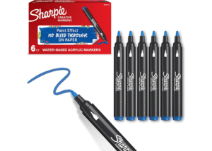 7,80€ Ahorras 63% – AMAZON – Sharpie Marcadores Rotuladores acrílicos creativos de punta redonda base agua. Escribe sobre metal, madera, cerámica, vidrio, roca, lienzo, etc. Materiales de arte y manualidades. Azul. 6 Piezas