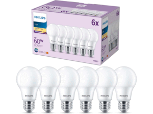 4,97€ Ahorras 67% – AMAZON – Philips – Bombilla LED clásica mate 8W (Eq. 60W) 806 lúmenes, casquillo E27, Luz Cálida (2700K) – Pack de 6 Bombillas. ahorro energético, calidad, potencia y eficiencia, al mejor precio.