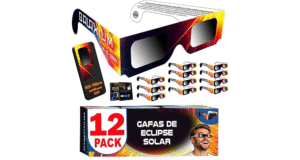 9,97€ – AMAZON – Galaxium 12 Gafas Eclipse Solar Homologadas ISO 12312-2 – Aprobadas AAS 2026 – Certificadas CE – Seguras para Observación Directa – Gafas para Ver Eclipse Solar. 12 unidades. Marca tu calendario para el 12 de agosto de 2026 y no te pierdas este evento único en la vida