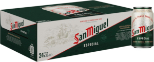 10,80€ Ahorras 39% – AMAZON – San Miguel Especial Lager, Pack 24 Latas x 33cl, Cerveza Premium Española, Calidad Tradicional y Sabor Refrescante, 5.4% Volumen de Alcohol. Conquistando el mundo gracias a su sabor y espíritu aventurero desde 1890. Con su color dorado y espuma cremosa, ideal para los amantes de las cervezas lager