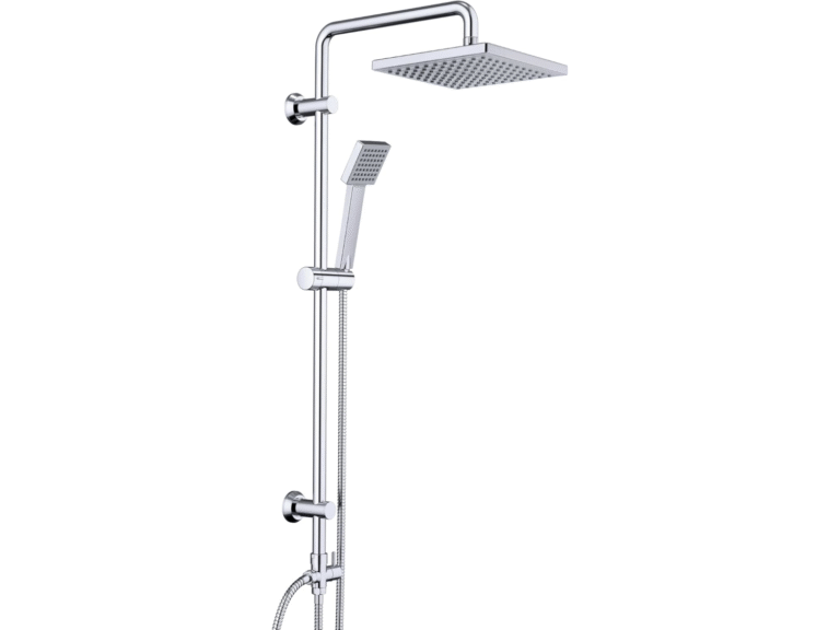 48,90€ Ahorras 39% – AMAZON – JOHO Columna de Ducha sin Grifo sin Termostato  Con Barra Altura Adjustable con  Alcachofa y Cabezal Rociador 20x20cm. Rociador Superior ABS con sistema de ducha anti-cal, boquilla de silicona anti-obstrucción, resistente a la corrosión y resistente a altas temperaturas, fácil de limpiar.