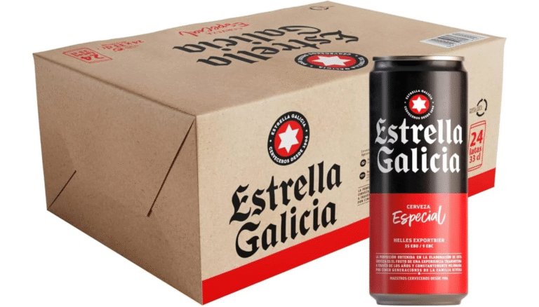 13,76€ Ahorras 23% + cupón de 1.23€ – AMAZON – Estrella Galicia Especial – Cerveza Lager Premium, Pack de 24 Latas x 33 cl, Sabor Ligero y Equilibrado, Galardonada Internacionalmente, 5,5% Volumen de Alcohol. De color dorado brillante y aroma a la cebada y la malta de la que proviene, con notas tostadas y evocaciones a frutos secos