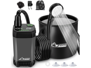 27,59€ – Precio clientes Prime AMAZON – WADEO Ducha portátil para acampar, bomba de ducha recargable para acampar con depósito plegable de 20 litros, kit de bomba para acampar al aire libre para senderismo, viajes, lavado de coches. Puede funcionar de forma ininterrumpida hasta 140 minutos. Conector tipo C estándar.
