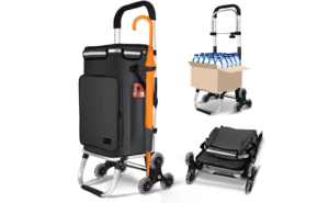 38,92€ Ahorras 22% – AMAZON – VOUNOT® Carrito Compra Plegable de Aluminio, Carro de la Compra 6 Ruedas con Bolsa Impermeable Desmontable y Ganchos, 60L, Negro. Gracias a su sistema de 6 ruedas, podrá subir o bajar escaleras fácilmente sin el menor esfuerzo. Fácil de almacenar con un marco plegable de aluminio y ocupa muy poco espacio cuando está cerrado.