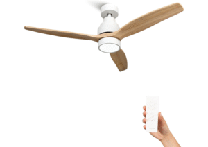 94,99€ Ahorras 32%  – AMAZON – Mellerware – Ventilador de Techo con Mando a Distancia Brizy Bright. 30 W. 6 Velocidades. 3 Aspas. 132 de Diámetro. Función Verano-Invierno. Temporizador. LED. Motor ultra silencioso, apto para dormitorios, habitaciones infantiles o despachos. El cuerpo principal está diseñado de aluminio y las aspas de madera ultraligera. Cuenta también con la función brisa, que combina diferentes velocidades. La temperatura de la luz es regulable (cálida, fría y neutra).