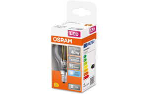 1,49€ Ahorras 65% – AMAZON – OSRAM LED Retrofit CLASSIC P Bombilla LED, Casquillo B22d, 2700 K, 4 W, Equivalente a 40W, mate, Blanco cálido. Consumo de energía 4 kWh/1000h y 470 lm. Hasta 15000 horas y hasta 100000 ciclos de encendido.