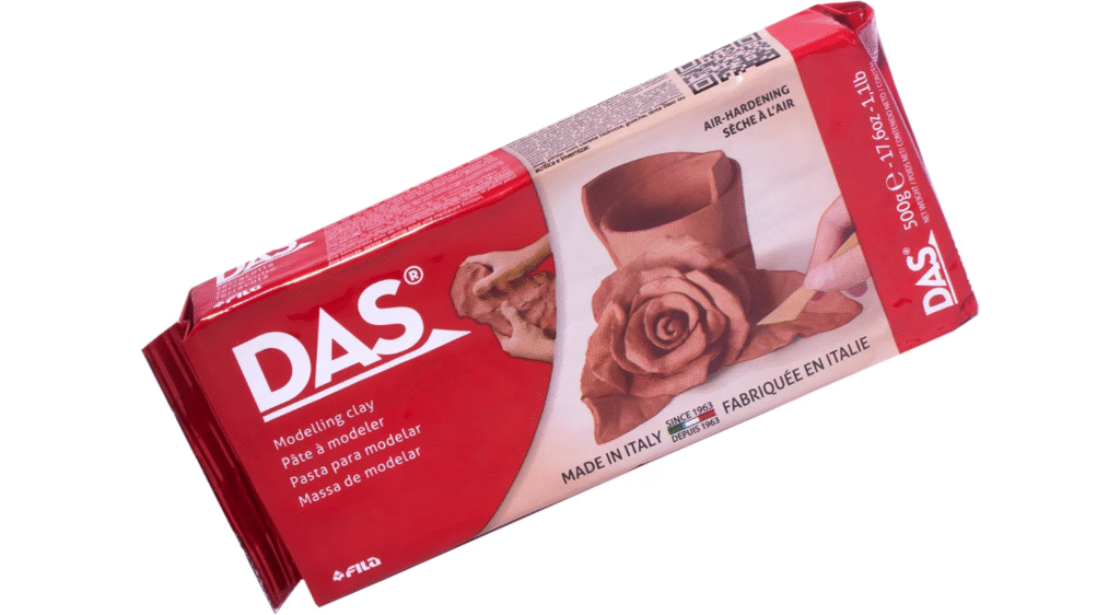 1,25€ Ahorras 75% – AMAZON – Pasta de modelar DAS 500 g. Color terracota. Endurece al aire y no necesita coacción. Puede ser decorada con pinturas base agua, acrílica o con barniz. Textura muy fina y homogénea facilitando, así su alisado.